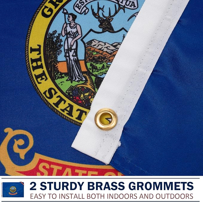 TOPFLAGS Idaho Flag 12x18 Inch Double Sided 3 Ply, Heavy Duty Nylon Small Idaho State Flag with Brass Grommets, Fade Proof Outdoor Marine Boat Flags (ID) USA TOP FLAGS, INC