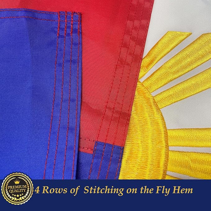 TOPFLAGS Philippines Flag 3x5 Foot Filipino Philippine National Flags Embroidered Stars Heavy Duty Outdoor Sewn Stripes with 2 Brass Grommets USA TOP FLAGS, INC