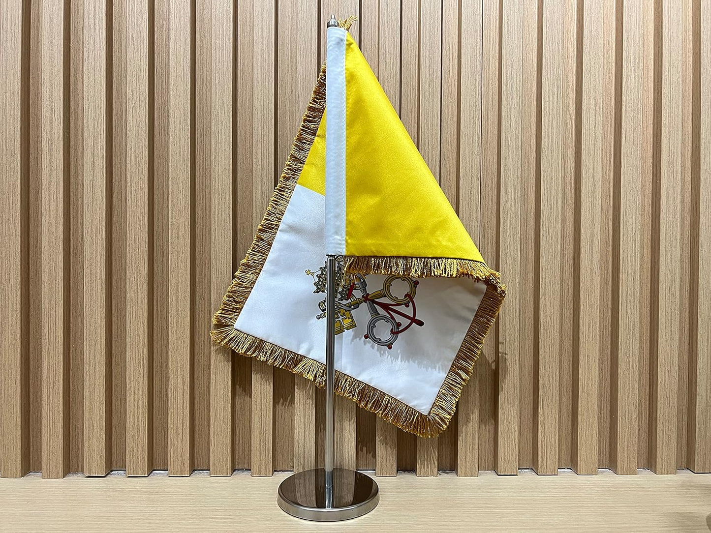 Vatican Table Flag 8x12 Inch, Vatican City Desk Flag, Office Table Flags, Double sided Sided Desk Flag with Pole
