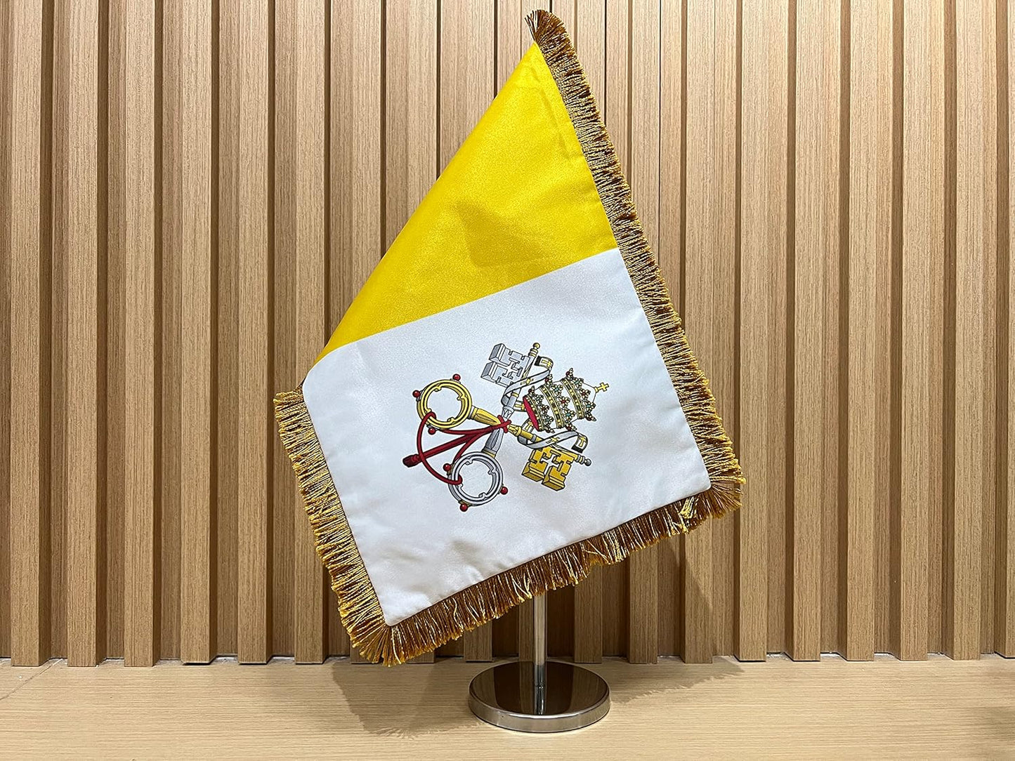 Vatican Table Flag 8x12 Inch, Vatican City Desk Flag, Office Table Flags, Double sided Sided Desk Flag with Pole