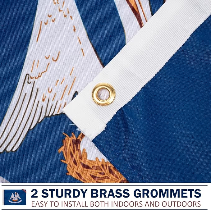 TOPFLAGS Louisiana Flag 12x18 Inch Double Sided 3 Ply, Heavy Duty Nylon Small Louisiana State Flag with Brass Grommets, Fade Proof Outdoor Marine Boat Flags (LA) USA TOP FLAGS, INC