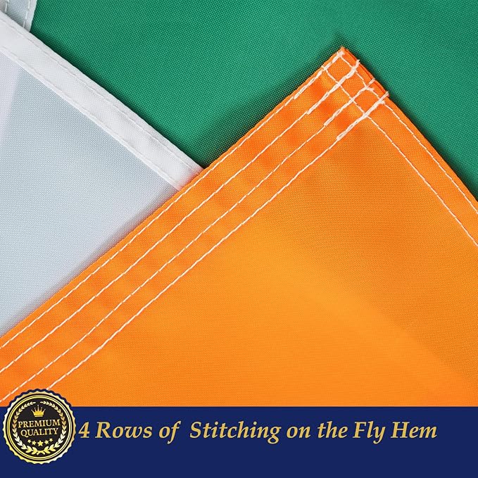 TOPFLAGS Irish Flag 4x6 Feet Ireland Flags Heavy Duty Outdoor Irish National Flags Sewn Stripes with 2 Brass Grommets USA TOP FLAGS, INC