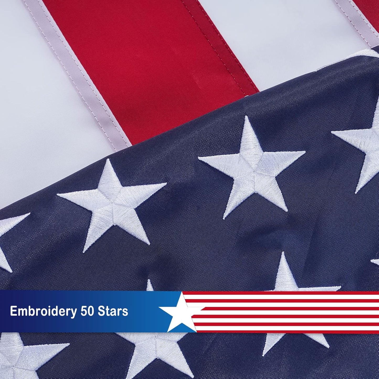 American Flag with Gold Fringed 4x6 Feet Made in USA, Luxury Embroidered Stars and Pole Sleeve Banner Style, Heavy Duty Polyester US Flags for Indoor