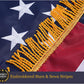 American Flag 4X6 with Fringe US Flags USA 4’ x 6’ Sleeved Heavy Duty Outdoor with Embroidered Stars, Sewn Stripes
