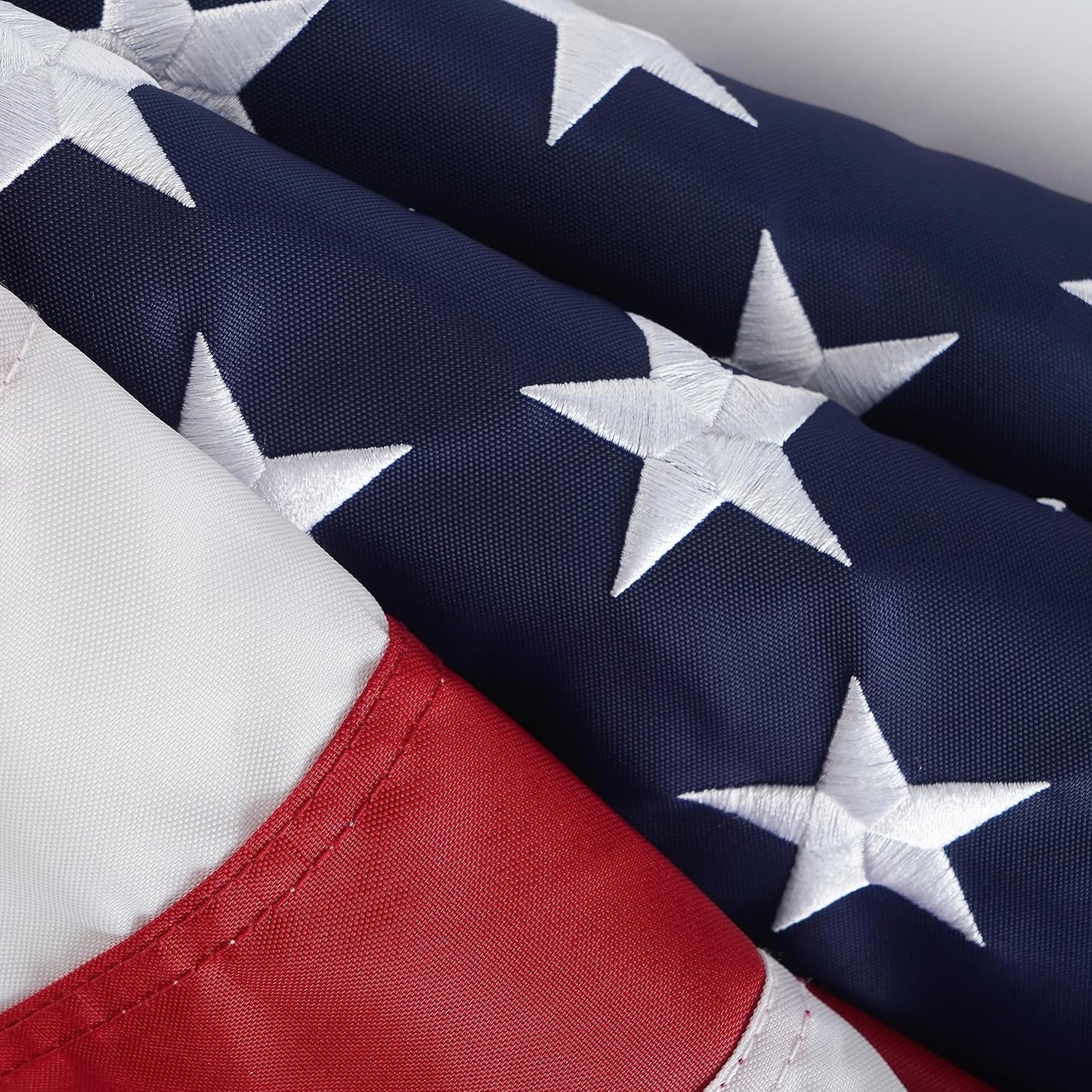American Flag 8x12 Ft Made in USA TearProof Series for Outside, Heavy Duty Tough Spun Polyester All Weather US Flag for High Wind, Embroidered Stars Sewn Stripes and Brass Grommets