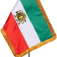 Iran Historical Table Flag with golden fringe- Iran Old Persia Lion and Sun Desk Flags 20x30 cm Persia with Adjustable Stand Pole from 24 to 42 Cm Royal Satin Double Sided