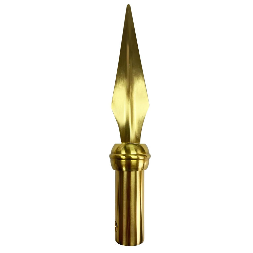 Gold Square Copper Spear for Indoor Flag Pole Topper or Parade Flagpole Finial Topper, for 1-inch Diameter Flagpoles