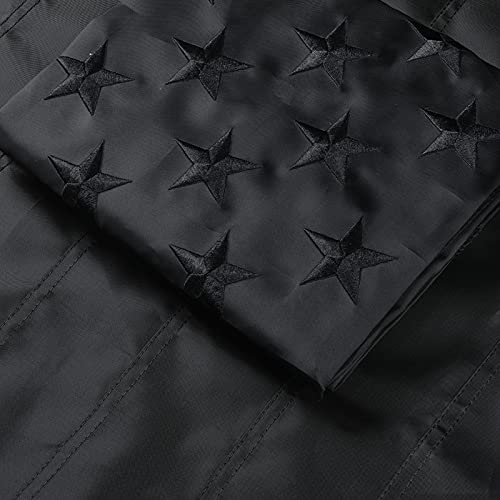 All Black American Flag - 3x5 Ft Outdoor American Black Flags Embroidered Stars Heavy Duty Blackout Tactical US Banner Made from Nylon Sewn Stripes Indoor with Brass Grommets (Black)
