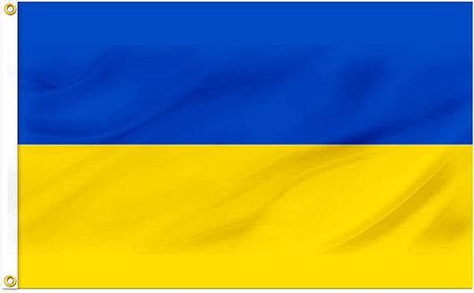 Pack of 2 Ukraine Flag 3x5 Ft Outdoor, Ukrainian Flags with Brass Grommets and Canvas Double Stitched Banner, Heavy Duty Polyester Vivid Color