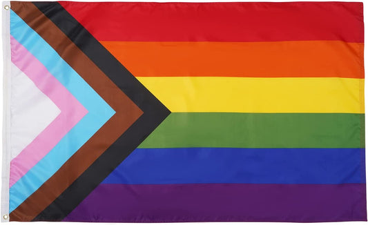 Pack of 2 4x6 FT Progress Pride Rainbow Flag - LGBT Community Gay Pride Lesbian Transgender Bisexual Flags Banner UV Fade Resistant for Indoor Outdoor