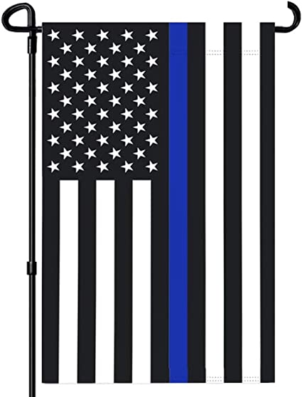 Pack of 10 Thin Blue Line Garden Flag American Police Flags 12.5×18 inch Double Sided Back the Blue Stripe Blue Lives Matter Flag