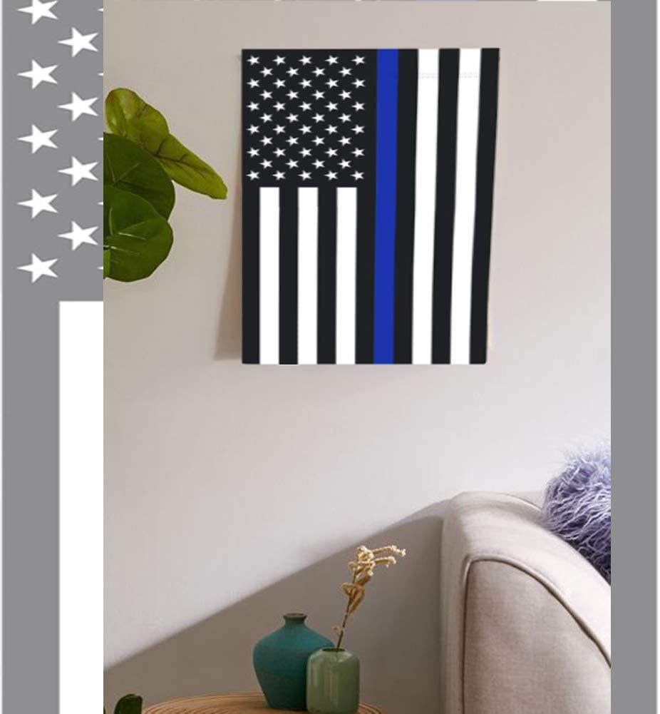 Blue Line Garden American Flag - 28 x 40 Inch Double Sided Police Yard Flags for Honoring Law Enforcement Officers (House Flag-28 x 40 Inch)