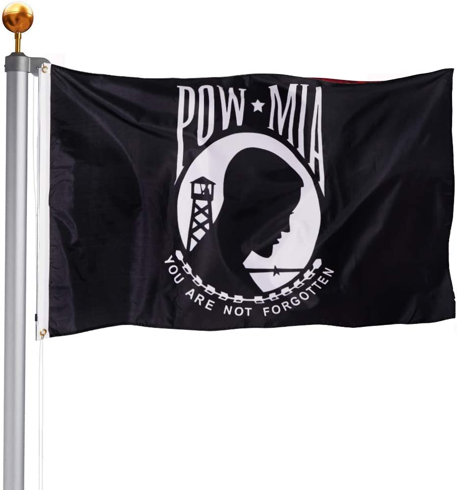 Pack of 2 POW Flag 3x5 Outdoor - You are Not Forgotten POW MIA Flags Prisoner War Durable Outdoor Black Banner