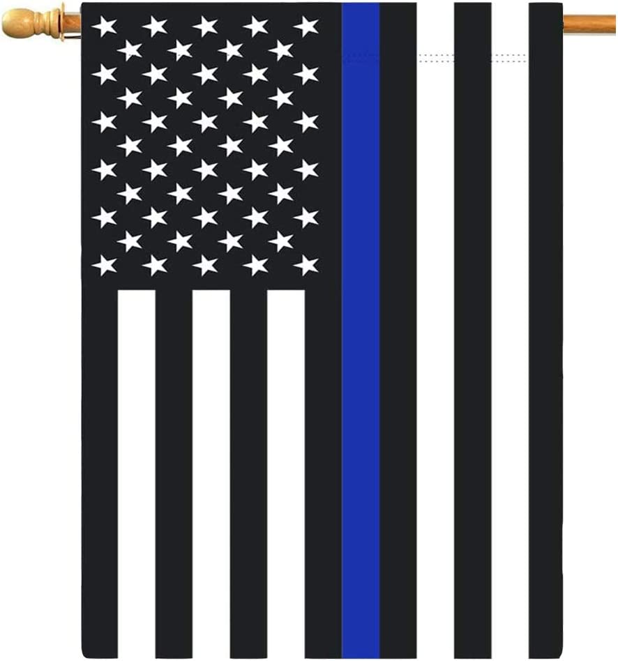 Pack of 2 Blue Line Garden American Flag - 12.5 x 18 Inch Double Sided Police Yard Flags for Honoring Law Enforcement Officers (Police Garden Flag)