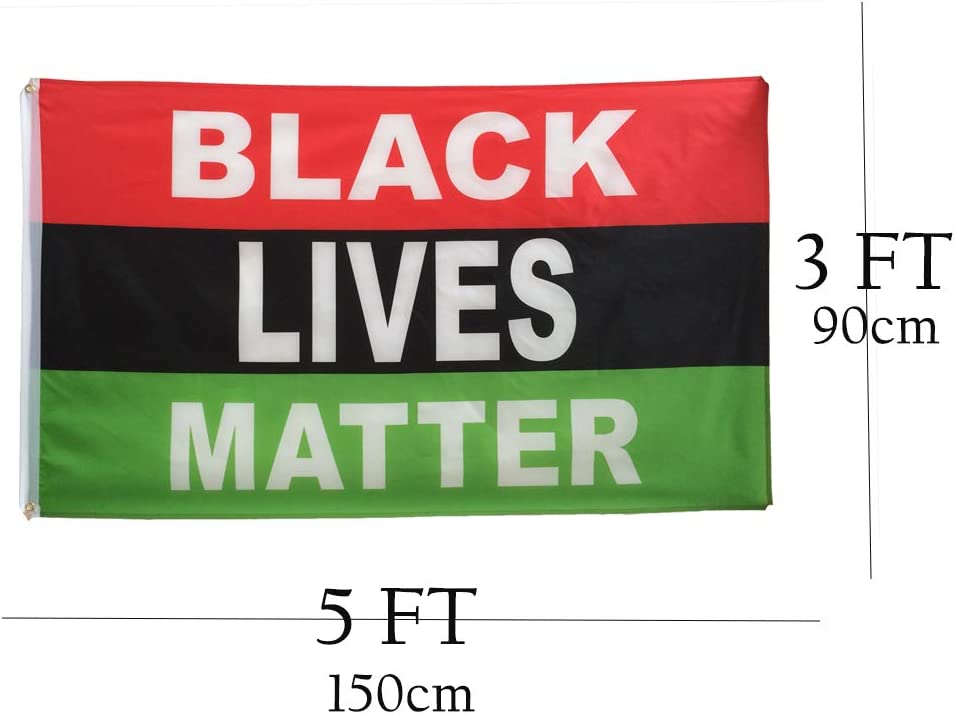 Pack of 2 Black Lives Matter Afro Flag 3x5 ft Outdoor Pan African Red Black Green Flags Banner with Grommets