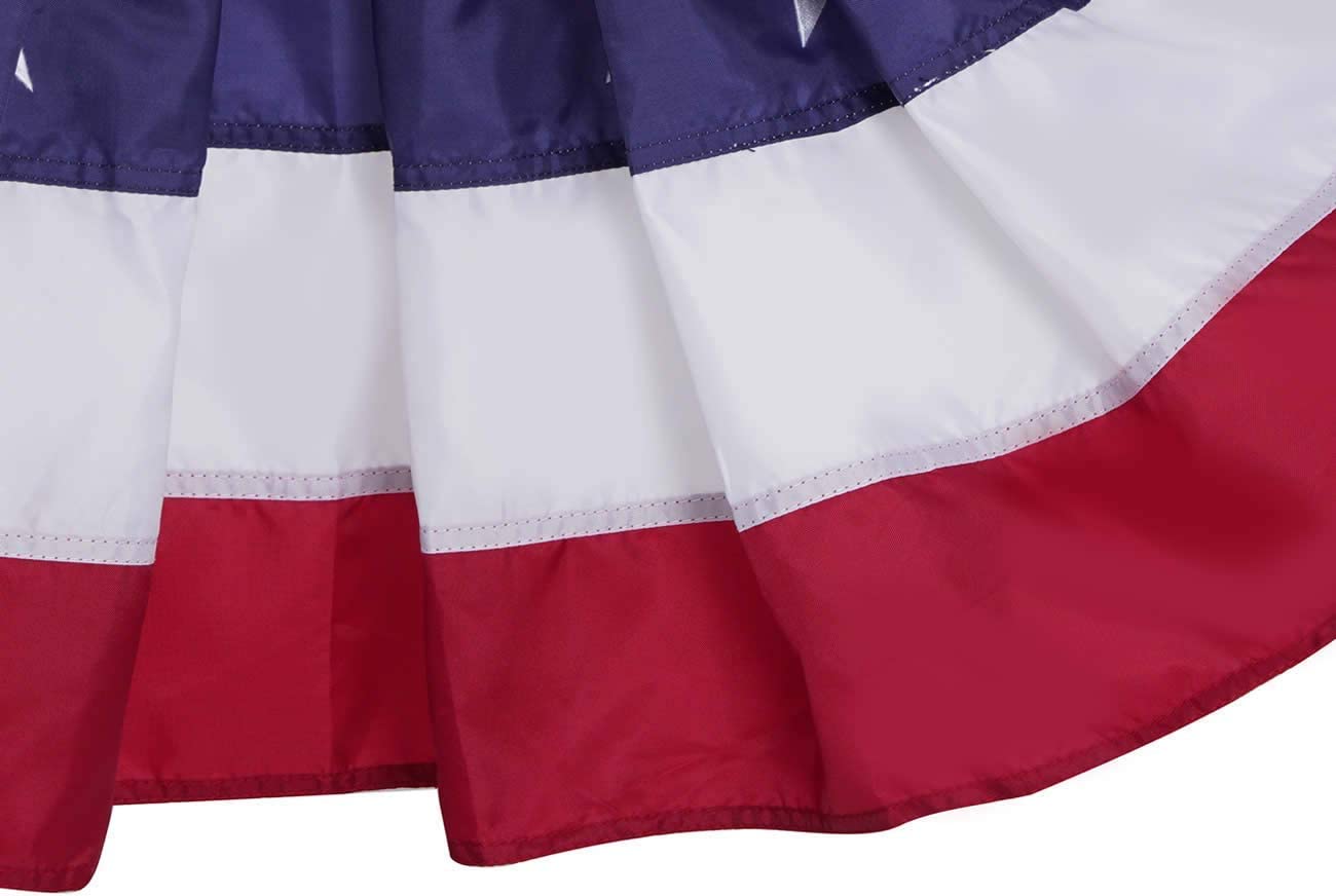 USA Pleated Fan Flag -1.5x3 American Bunting Flag Half Fan Banner - Embroidered Patriotic Stars & Stripes 210D Oxford Polyester - Sharp Color Fade Resistant - US 1.5x3 Feet Pleated Half Fan Set (1.5x3ft)