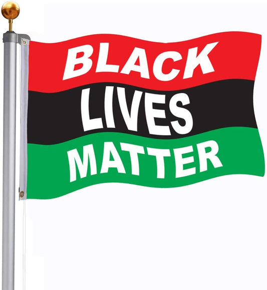 Pack of 2 Black Lives Matter Afro Flag 3x5 ft Outdoor Pan African Red Black Green Flags Banner with Grommets