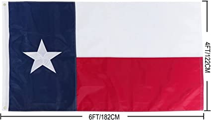 Texas Flag 4x6 Outdoor - Texas Flags Heavy Duty Oxford Nylon State Flag Made in USA Embroidered Sewn Stripes with Canvas Header 2 Brass Grommets for Room Outside (4x6 Texas Flag)