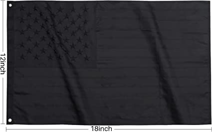 Black American Flag 12x18 Inch All Black American Boat Flag Embroidered Stars Durable Sewn Stripes Heavy Duty High Wind US Flags