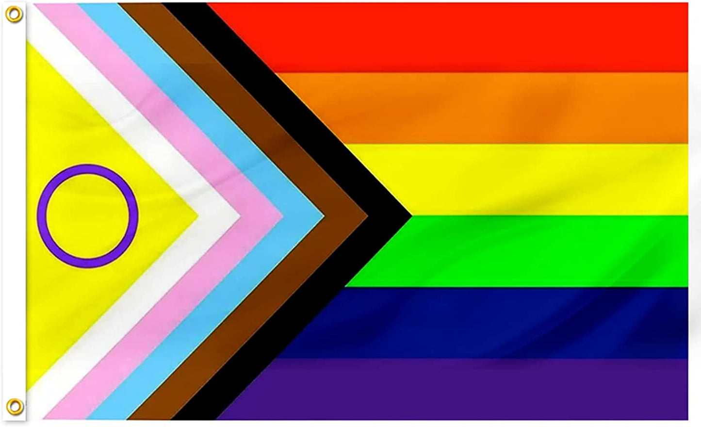 Progress Pride LGBT Flag 4x6 Ft, Rainbow Gay Lesbian Bisexual Transgender Community Flags, Vivid Color LGBTQ Resistant UV Outdoor Banner with 2 Brass Grommets