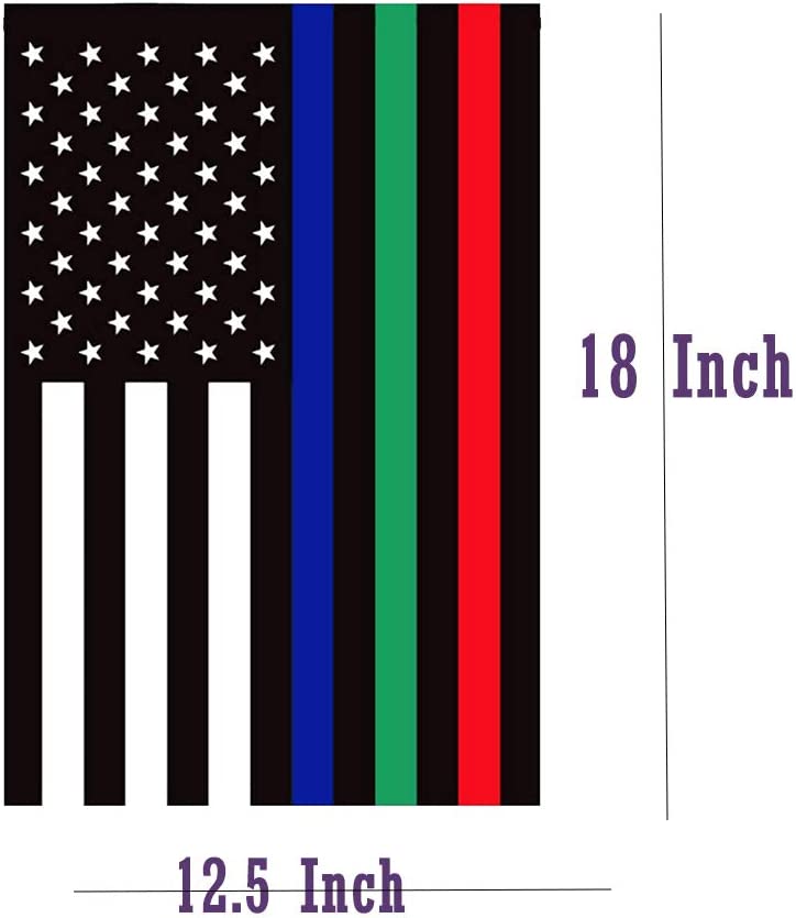 Pack of 2 Thin Blue Green Red American Flag Garden Flag 12 x 18 - Police Firefighter Military Yard Flags Patriotic Double Sided Small USA Flags for Yard