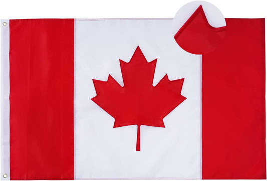Canadian Flag Embroidered Canada National Flags 3x5 Foot Sewn Stripes Heavy Duty Outdoor with Brass Grommets