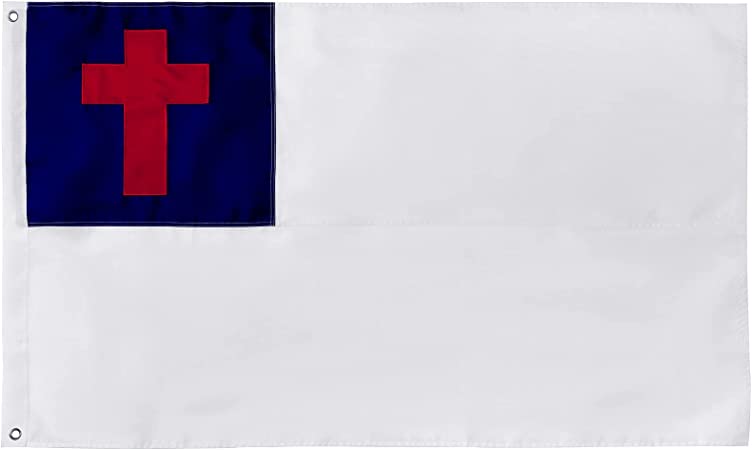 Christian Flag 3x5 ft, Heavy Duty Embroidered Christian Flags for Outdoors, Christianity Easter Day Cross Flag Jesus Flags with 2 Brass Grommets Church House Outsides Insides Decoration Made in USA