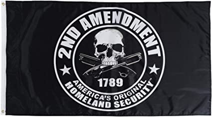 2nd Amendment Flag 3x5 Outdoor- American's Orignal Homeland Security Flag- Skull Rifles 1789 Gun Flags Banner with Grommets