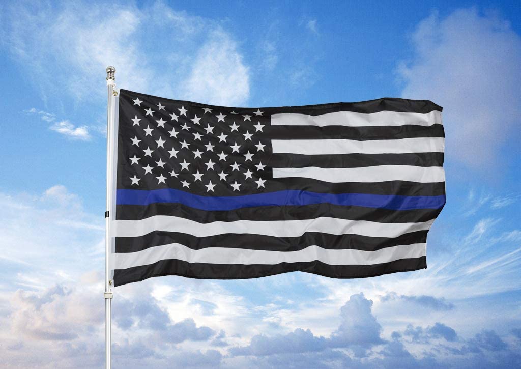 Pack of 2 Thin Blue Line American Flag - 3x5 Blue Stripe American Matter Police Flags - USA Honoring Law Enforcement Officers Banner Flags Outdoor Indoor