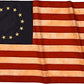 Vintage Betsy Ross Flag - Tea Stained Embroidered Stars American 3x5 Outdoor - Heavy Duty 13 Stars Flags 13 Colonies Primitive US Banner Stitching Stripes with 2 Brass Metal Grommets