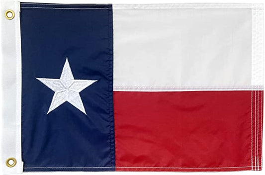Pack of 2 Texas Flag 12x18 Inches TX State Flags Made in USA Embroidered Sewn Boat Flags 210D Oxford Nylon