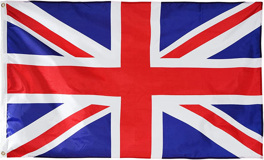 Pack of 2 United Kingdom UK Flag 3x5 Ft, Union Jack British Flags with 2 Brass Grommets and Canvas Header, Vivid Color England Outdoor Banner