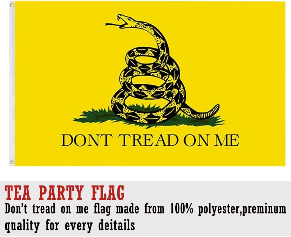 TOPFLAGS Gadsden Flag 3x5 Outdoor - Don't Tread On Me Rattle Snake and American United State Flags Outdoor Tea Party Banner 2 Pcs