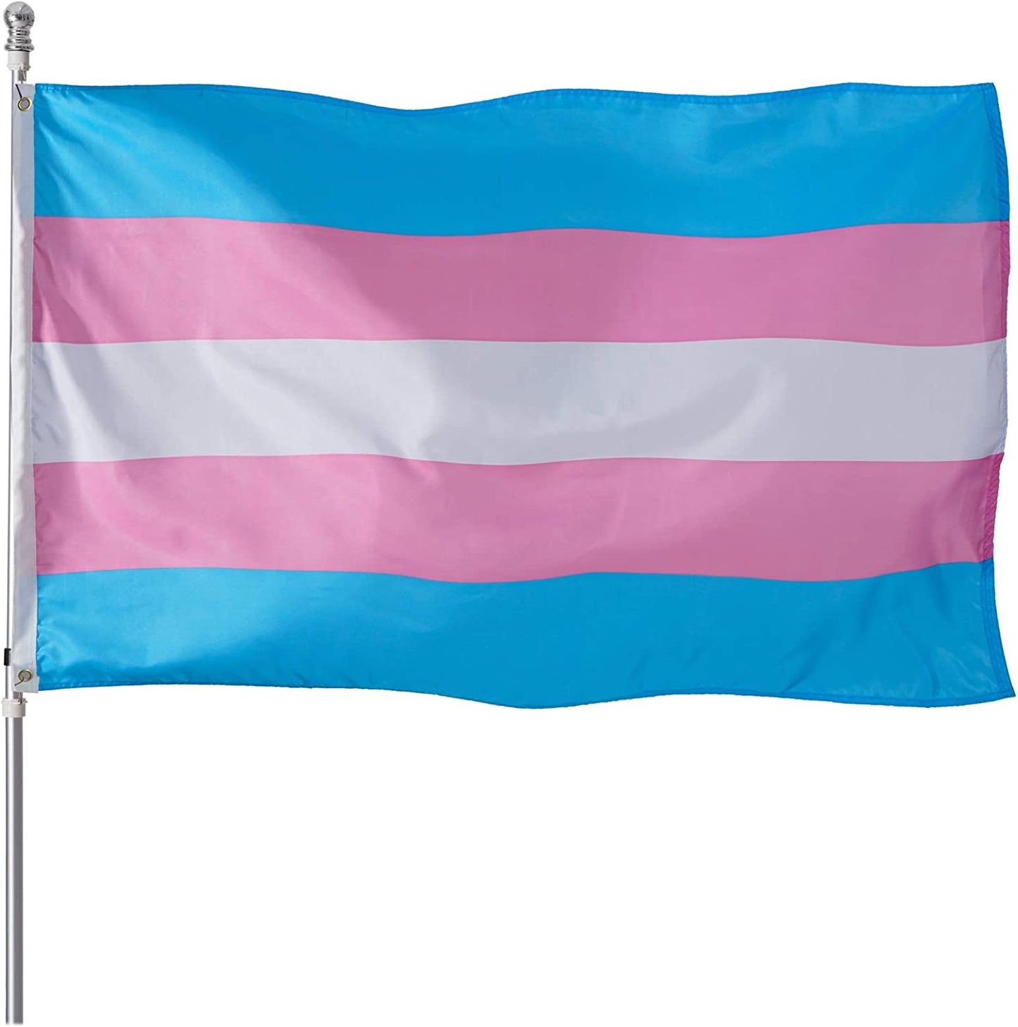 Pack of 2 Transgender Pride Flag 3x5 Heavy Duty Polyester LGBT Trans Omnisexual Equality Flags for Outdoor Wall with Brass Grommets & Durable Header