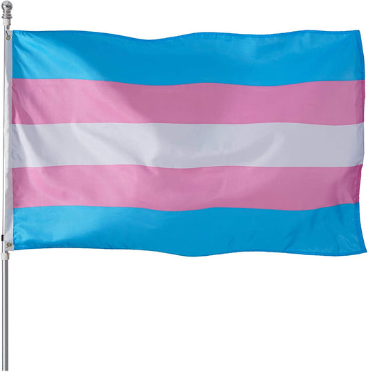 Pack of 2 Transgender Pride Flag 3x5 Heavy Duty Polyester LGBT Trans Omnisexual Equality Flags for Outdoor Wall with Brass Grommets & Durable Header