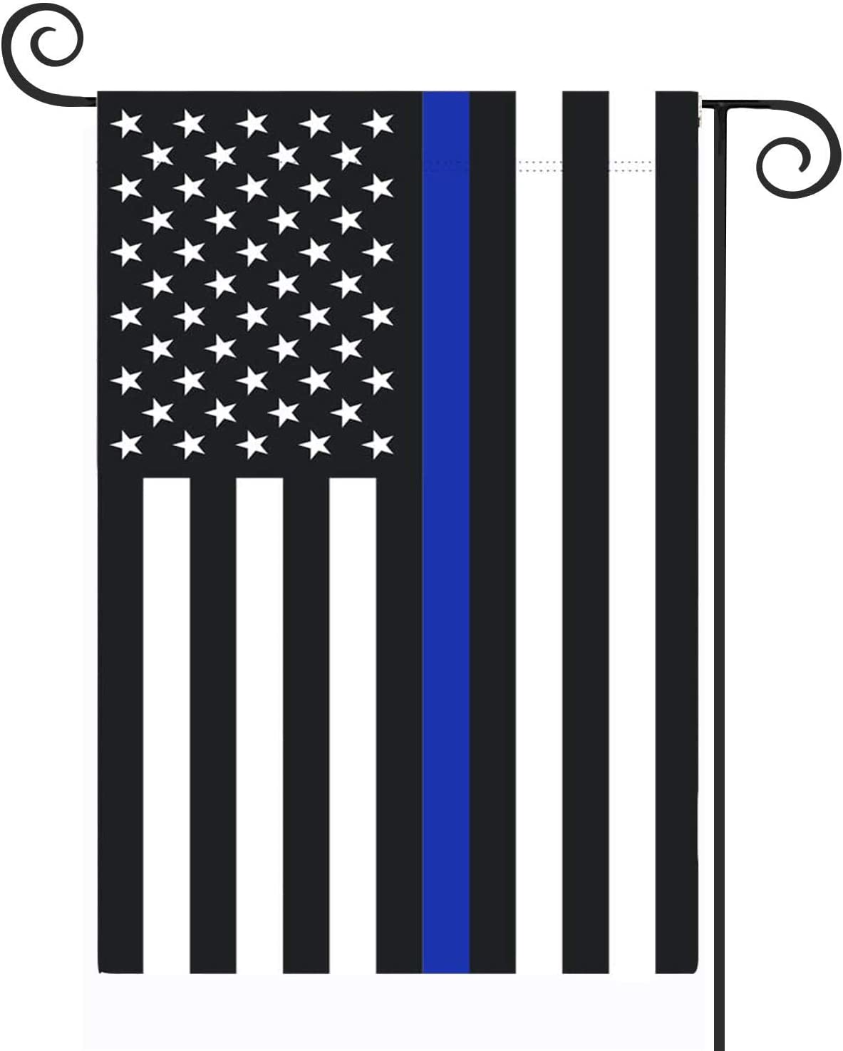 Pack of 2 Blue Line Garden American Flag - 12.5 x 18 Inch Double Sided Police Yard Flags for Honoring Law Enforcement Officers (Police Garden Flag)