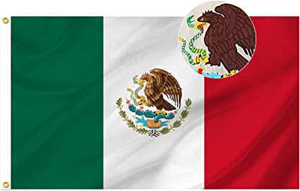Pack of 2 Mexico Flag 3x5 ft Outdoor, Embroidered Double Sided Mexican National Flags Made in USA, Polyester 210D Heavy Duty Bandera Mexicana MX Mexico Flags with 2 Brass Grommets for Outsides House Room Decoration