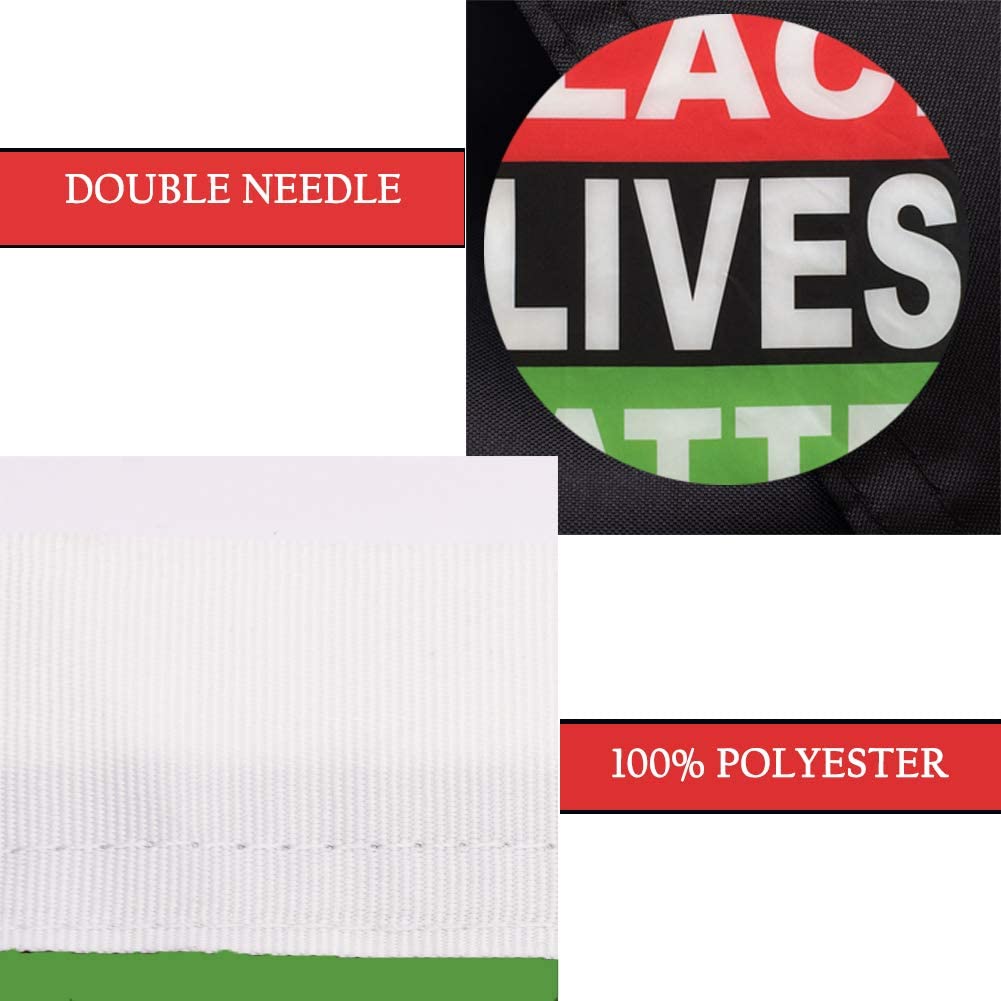 Pack of 2 Black Lives Matter Afro Flag 3x5 ft Outdoor Pan African Red Black Green Flags Banner with Grommets