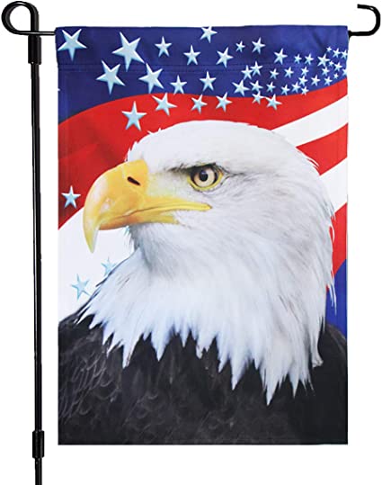 Pack of 2 Eagle America Patriotic Garden Flag- July 4th American Independence Day Decorative Yard Flags Banner Double Sided Patriotic Party Decor 12.5 x 18 Inch