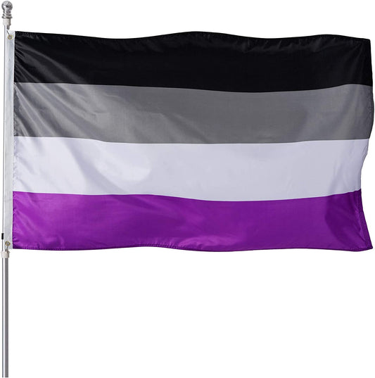 Pack of 2 Asexual Pride Flag 3x5 Heavy Duty Polyester LGBT Asexual Omni sexual Equality Flags for outdoor wall with Brass Grommets & Durable Header