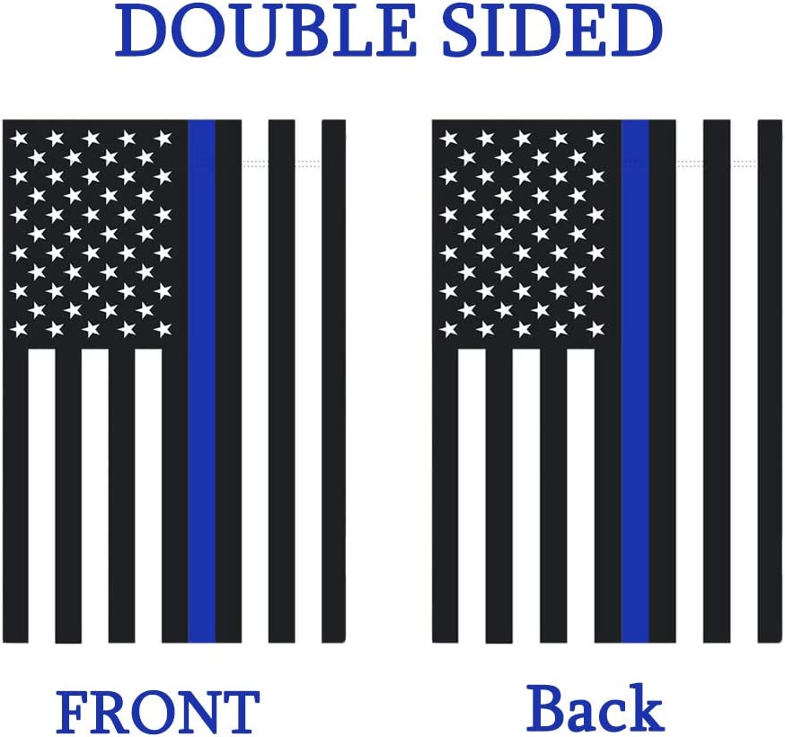 Pack of 2 Blue Line Garden American Flag - 12.5 x 18 Inch Double Sided Police Yard Flags for Honoring Law Enforcement Officers (Police Garden Flag)