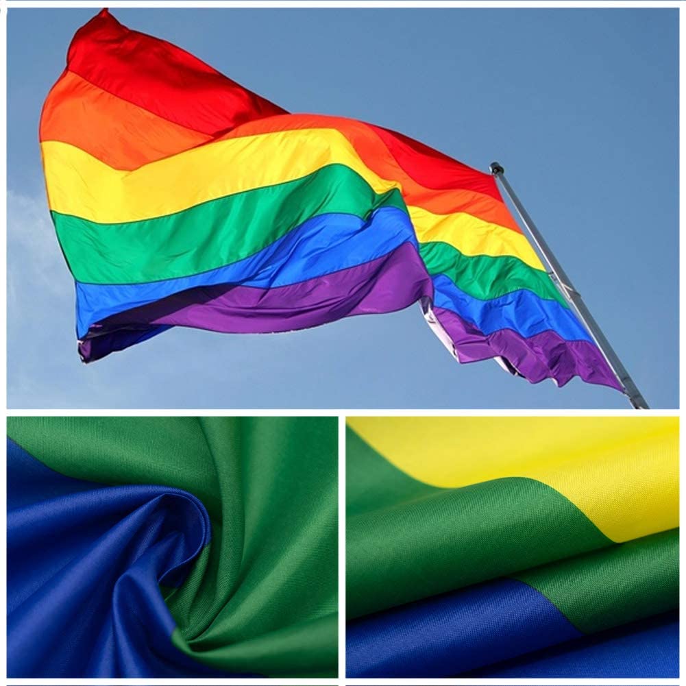 Pack of 2 Rainbow Gay Pride Flag 3x5 ft- LGBTQ Pride Parade Banner Flags UV Fade Resistant for Indoor Outdoor ( 6 Stripes Pride )