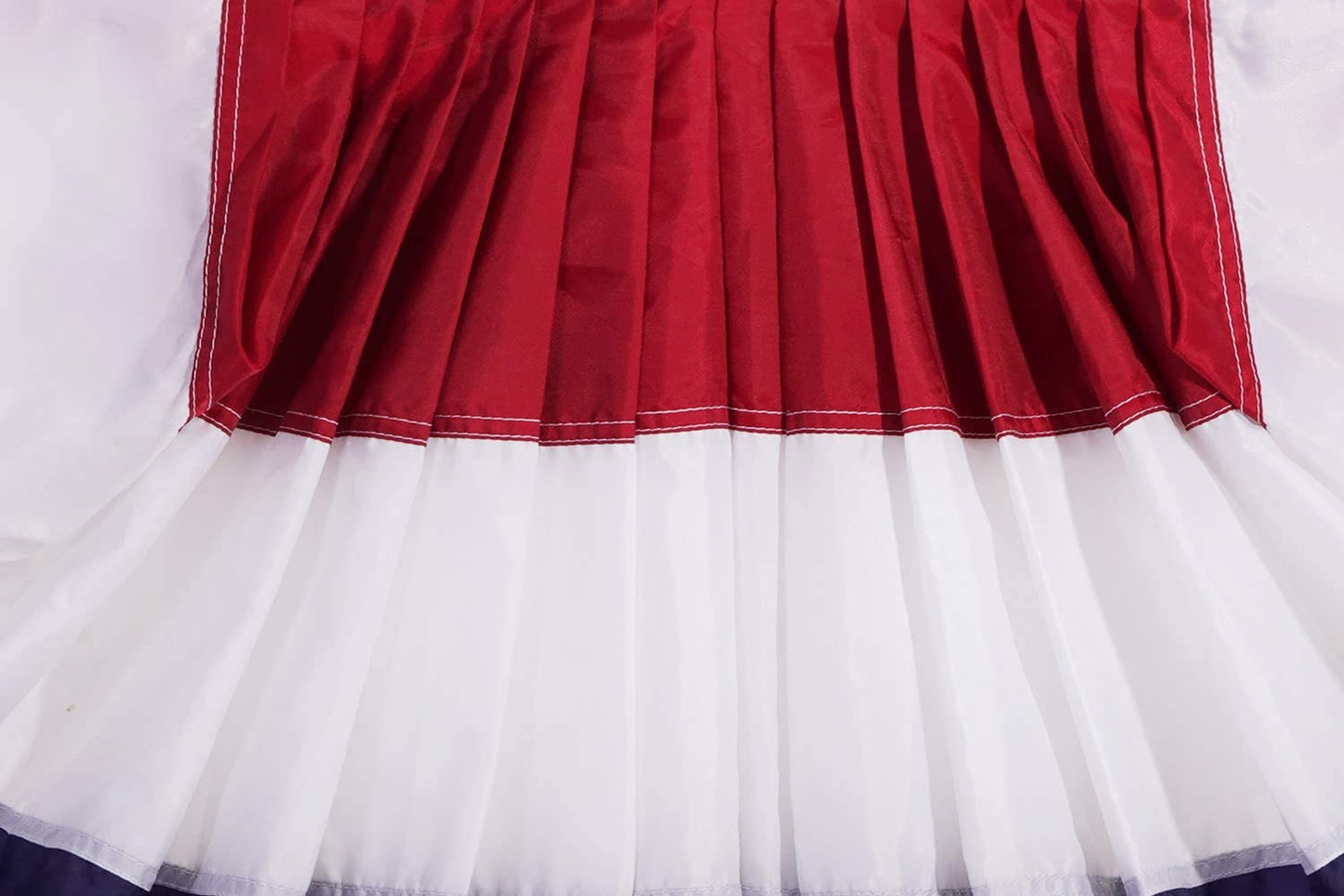 USA Pleated Fan Bunting Flag - 3x6ft Oxford Nylon America Half Fan Set - Embroidered US Patriotic Stars & Stripes Canvas Header Brass Grommets