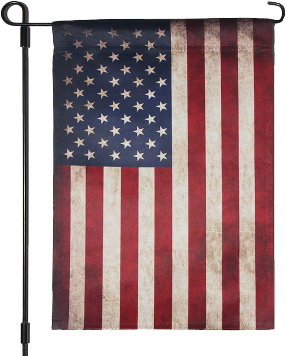 Pack of 2 Tea Stained Patriotic American Garden Flag- USA Independent Day 4th of July Double Sided Yard Outdoor Celebrate Decorative Flags Banner 12.5" x 18"