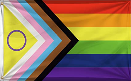 Pack of 2 Pride Flag 3x5 Ft ,2022 New Lgbtq Flag With Purple Ring, Rainbow Intersex Inclusive Progress Flag,Long Lasting, Fade Resistant, Brass Grommets, Double Stitched Flags.