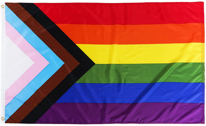 Pack of 2 Pride Flag Outdoor Progress Pride Flags 4x6 Gay Bisexual LGBTQ+ Rainbow Banner Fade-Resistant