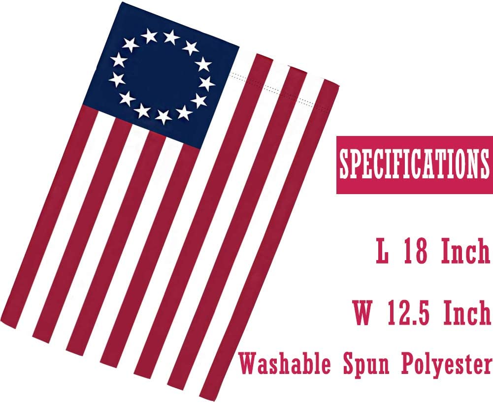 Pack of 2 Besty Ross American Garden Flag 12 x 18- Ross Flags 13 Stars Patriotic Double Sided USA Small for Yard Decor