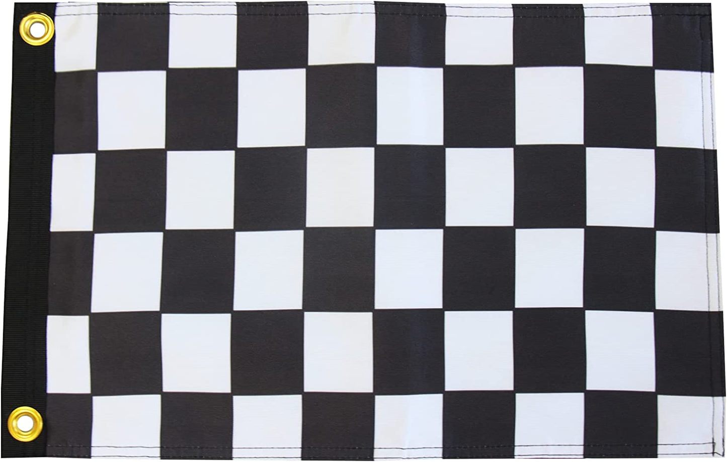 Checkered Black and White Racing Flag 12x18 Inches, Double Sided Heavy Duty Polyester with 2 Brass Grommets, Race Car Party Sport Events Flags