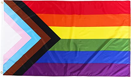 Pack of 2 Pride Flag for Outdoor, 3x5 Double Sided LGBTQ Flag Progress Pride Flag, Lesbian Flags Rainbow Gay LGBT Banner for Wall Community Support House Room Outside/Inside Decoration