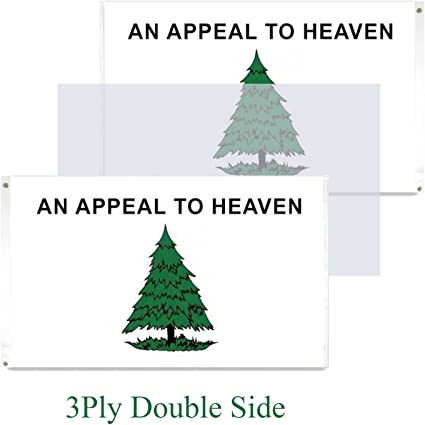 an Appeal to Heaven Flag 3Ply Double Side Pine Tree Flag 3x5 Ft Outdoor Canvas Header Brass Grommets